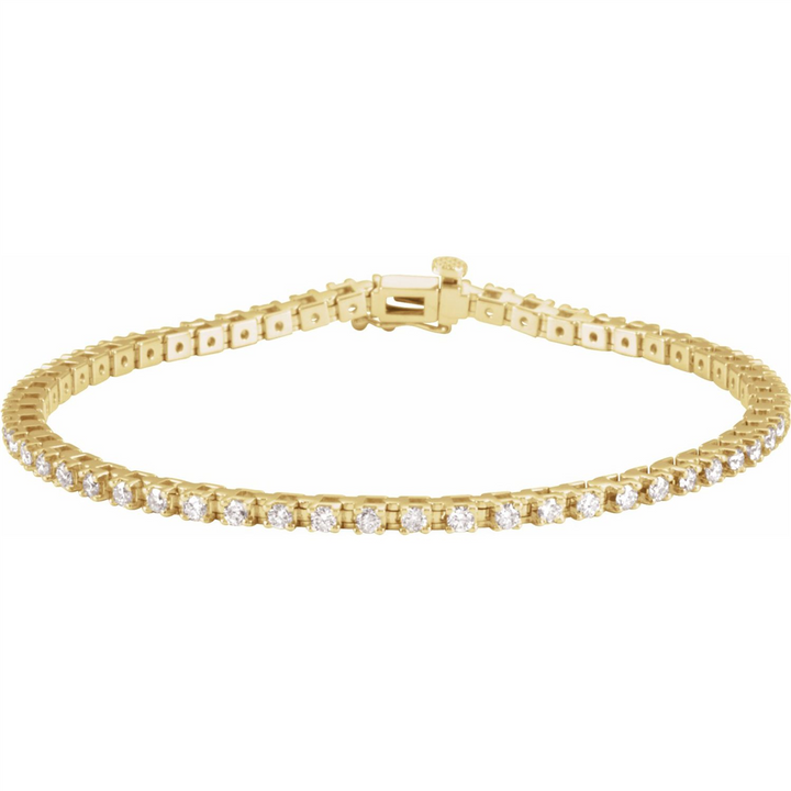 14K Yellow Gold Round cut Diamond Tennis Bracelet