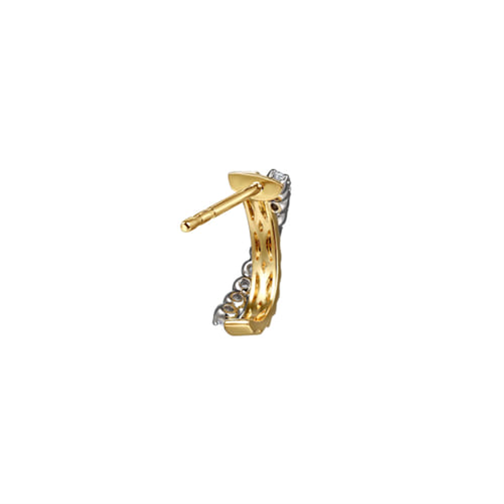 14K White And Yellow Gold .35 Twt Diamond J Hoop Earrings