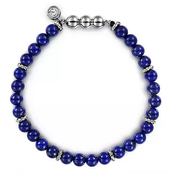 Sterling Silver "Gabriel & Co." Lapis Beaded Bracelet