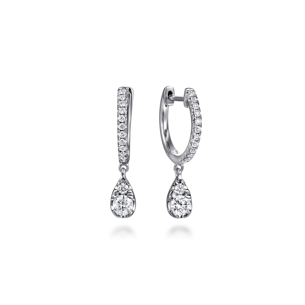 14K White Gold "Gabriel & Co." Diamond Fashion Dangle Earrings