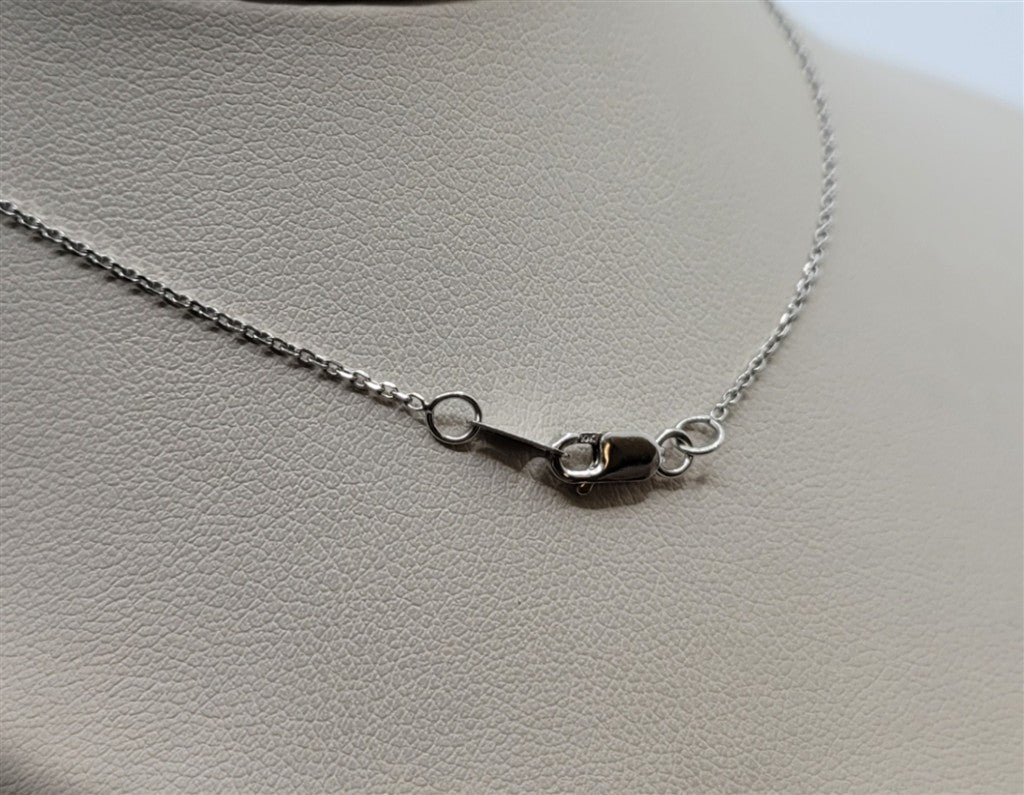 10K White Gold Blue Topaz & Diamond Halo Pendant