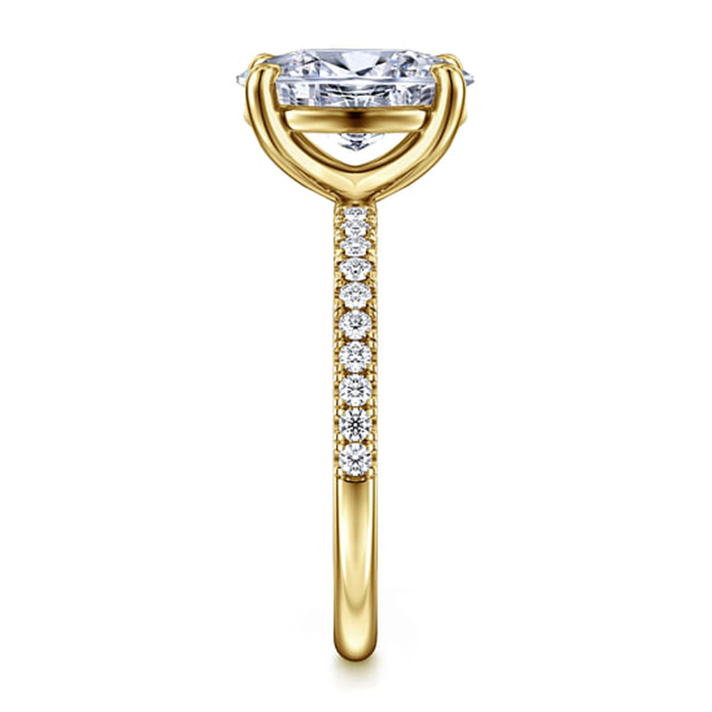 14K Yellow Gold Oval Diamond Engagement Ring Mounting