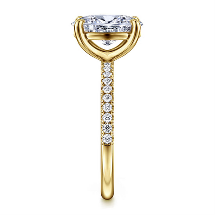 14K Yellow Gold Oval Diamond Engagement Ring Mounting