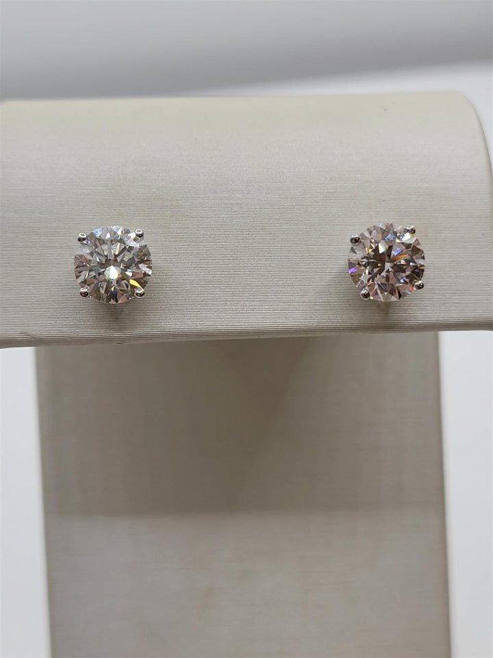 14K White Gold 3.00 Twt Round Cut Lab Grown Stud Earrings