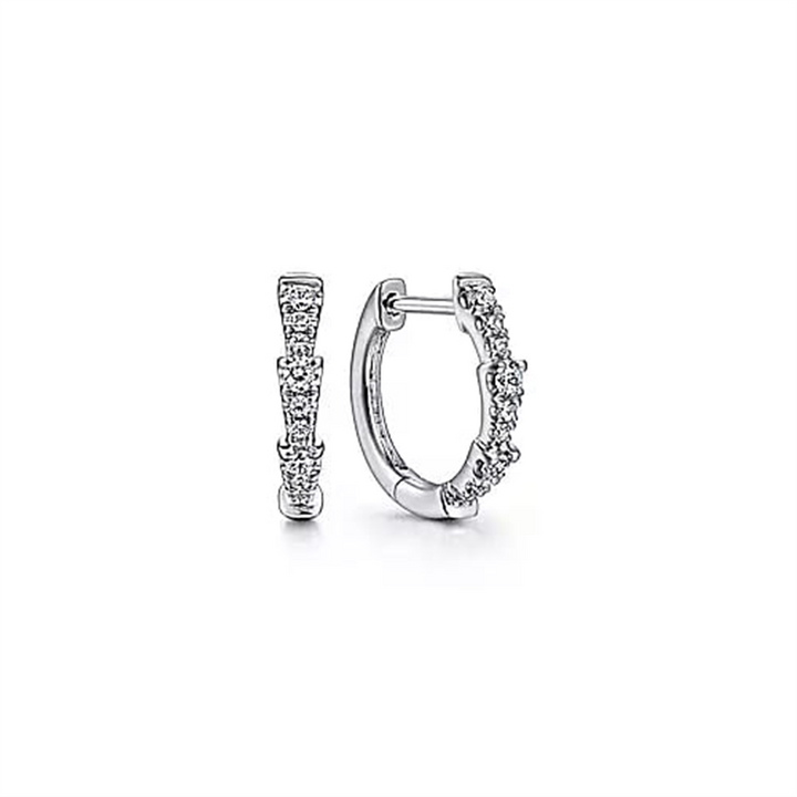 14K White Gold "Gabriel & Co. " Kaslique Diamond Hoop Earrings