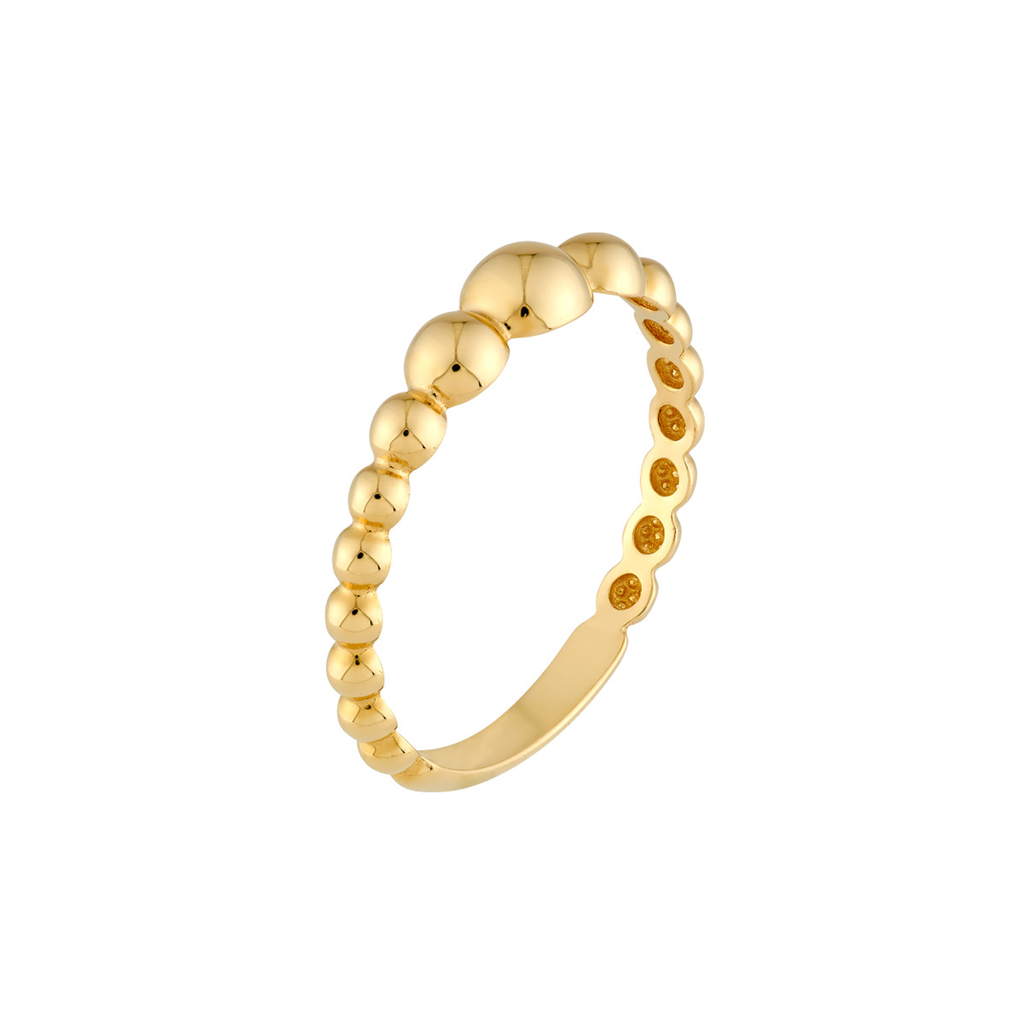 14K Yellow Gold Graduated Bead Lightweight Ring
