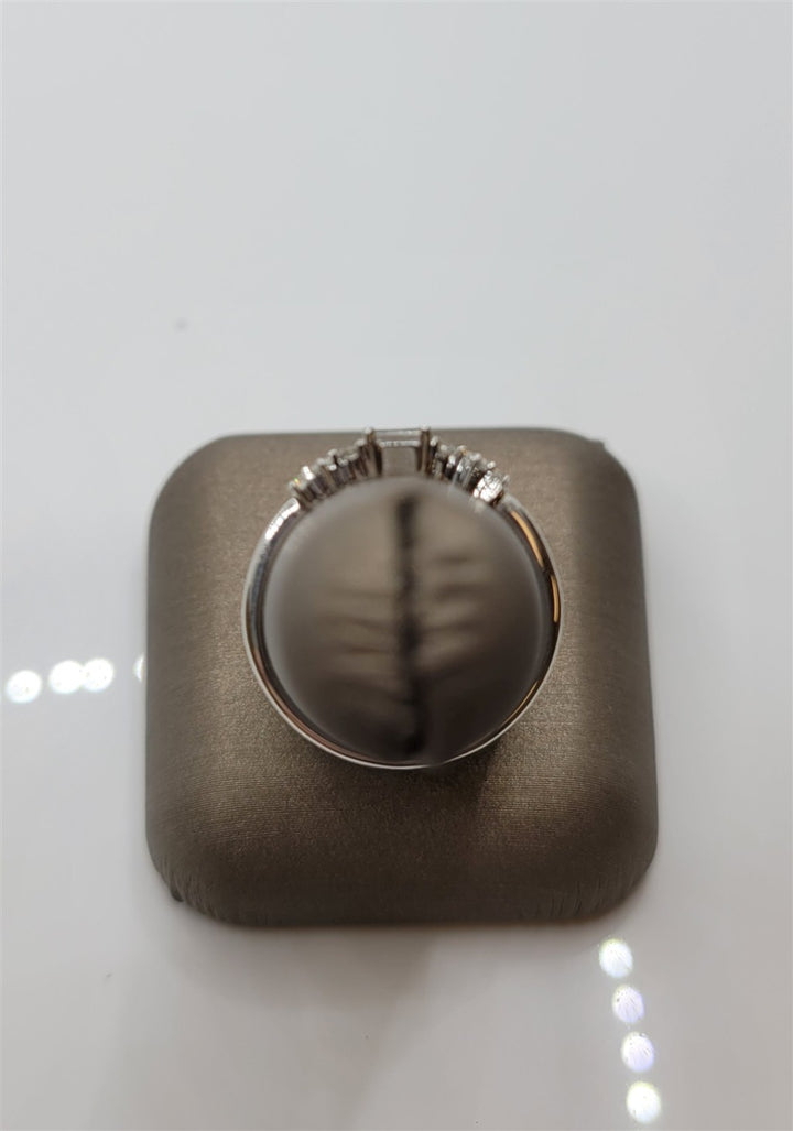 14K White Gold Baguette And Round Dainty Diamond Fashion Ring