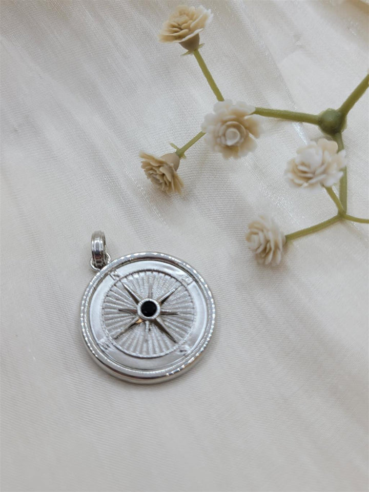 Men's Sterling Silver "Gabriel & Co" Black Spinel Compass Pendant