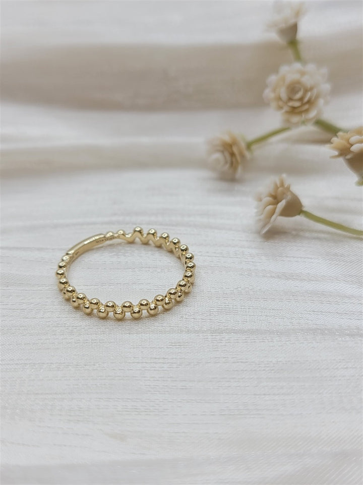14K Yellow Gold Double Row Bujukan Beads Stackable Ring
