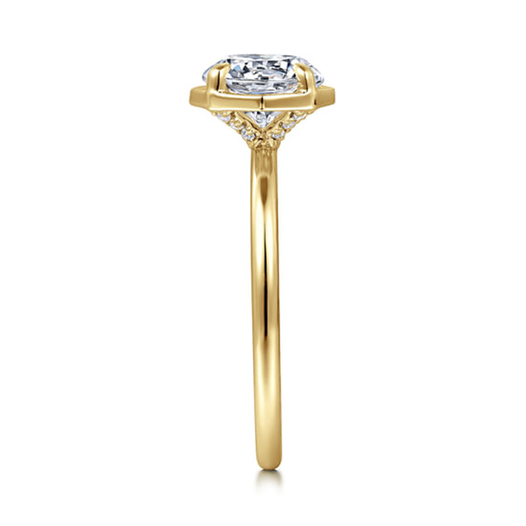 14K Yellow Gold Round Diamond Engagement Ring Mounting