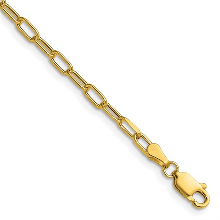 7" 14K 3.0 mm Semi-Solid Beveled Paperclip Chain Bracelet