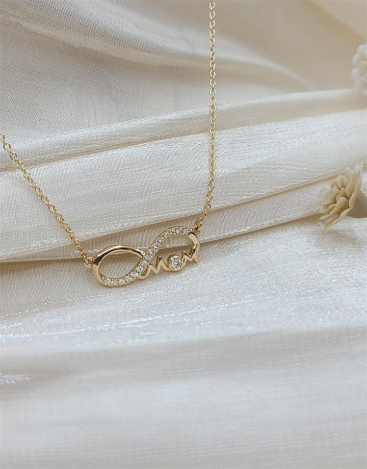 18" 14K Yellow Natural Diamond Infinity-Inspired Mom Necklace