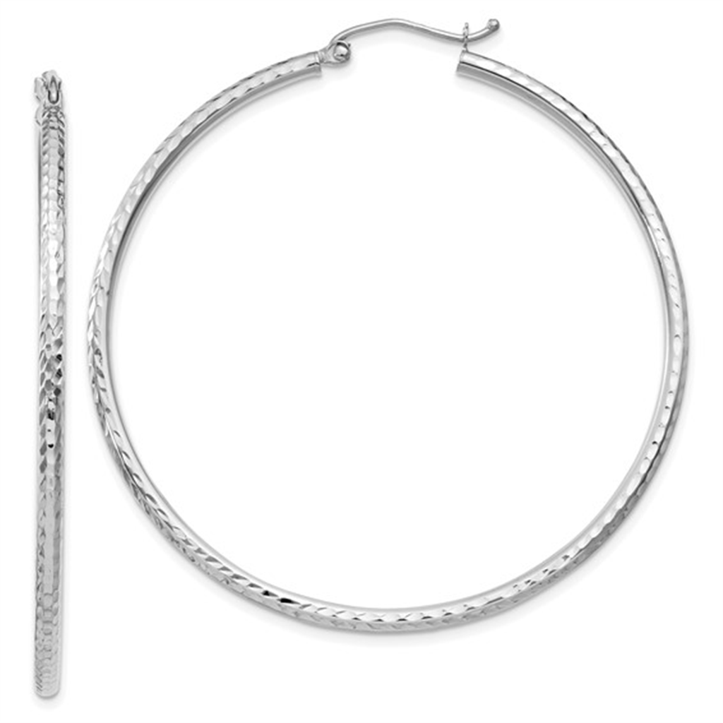 14K White Gold Hinged Hoop Gold Earrings