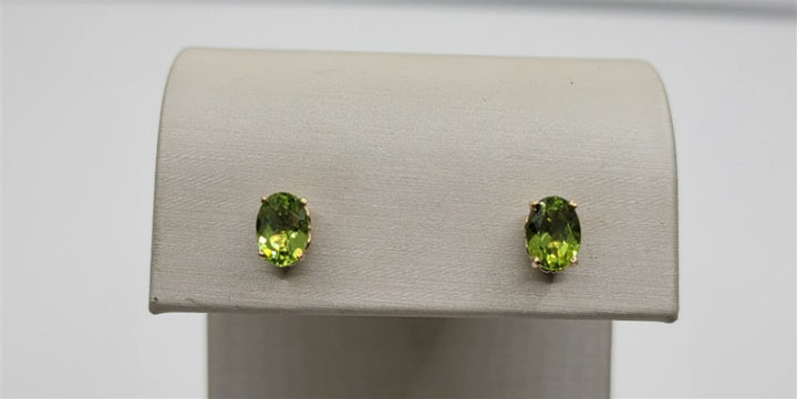 14K Yellow Gold ctw Oval cut Gemstone Earrings