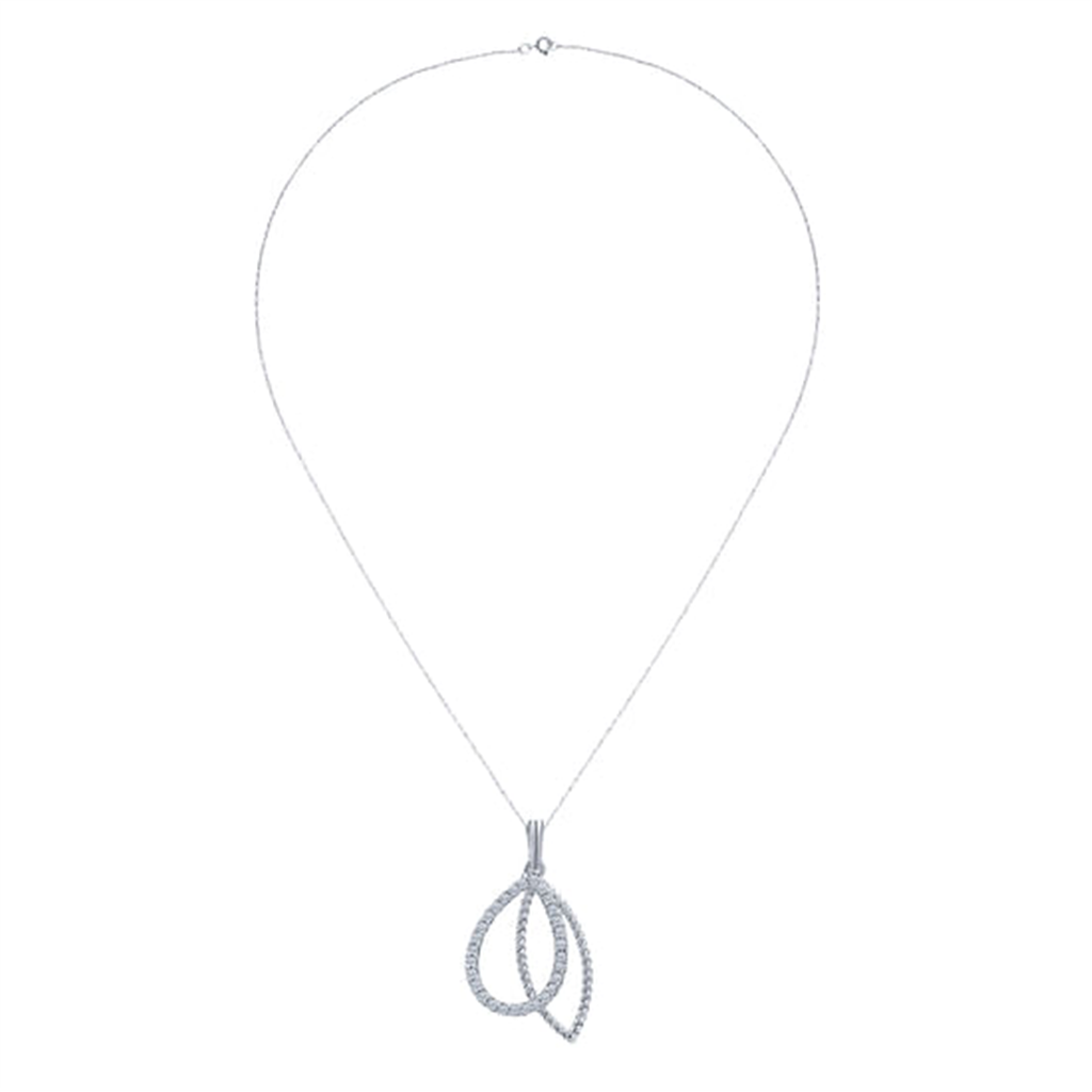 16" 14K White Gold Pear & Marquise Shaped Fashion Necklace
