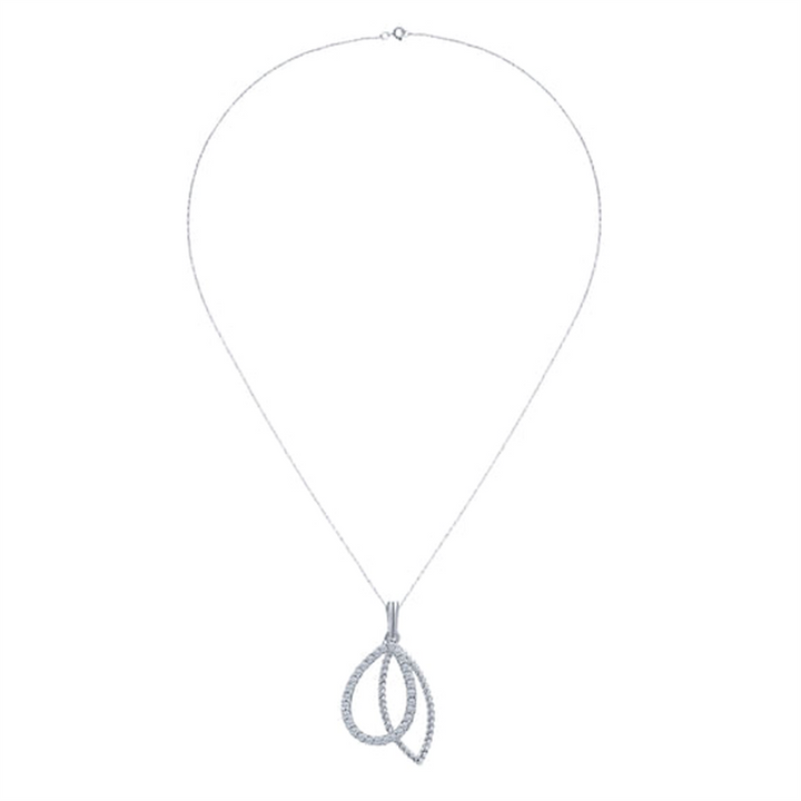16" 14K White Gold Pear & Marquise Shaped Fashion Necklace