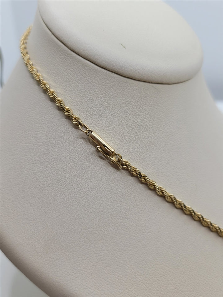 17" 14K Yellow Gold 2.1mm Diamond Cut Rope Chain