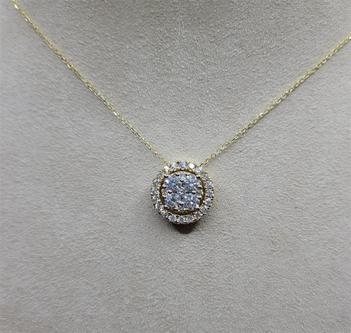 14K Yellow Gold 1.00 ctw Round cut Diamond Necklace