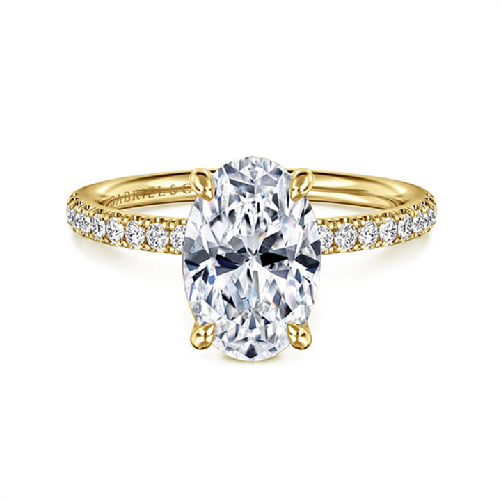 14K Yellow Gold Oval Diamond Engagement Ring Mounting