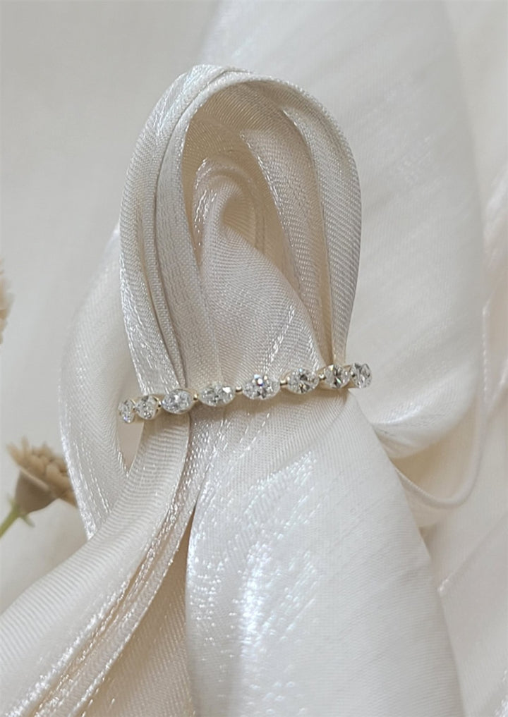 14K Yellow Gold Single Prong Marquise Diamond Wedding Band