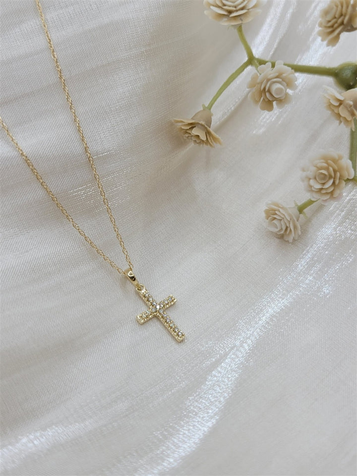 14K Yellow Gold Diamond Cross Gabriel & Co. Necklace
