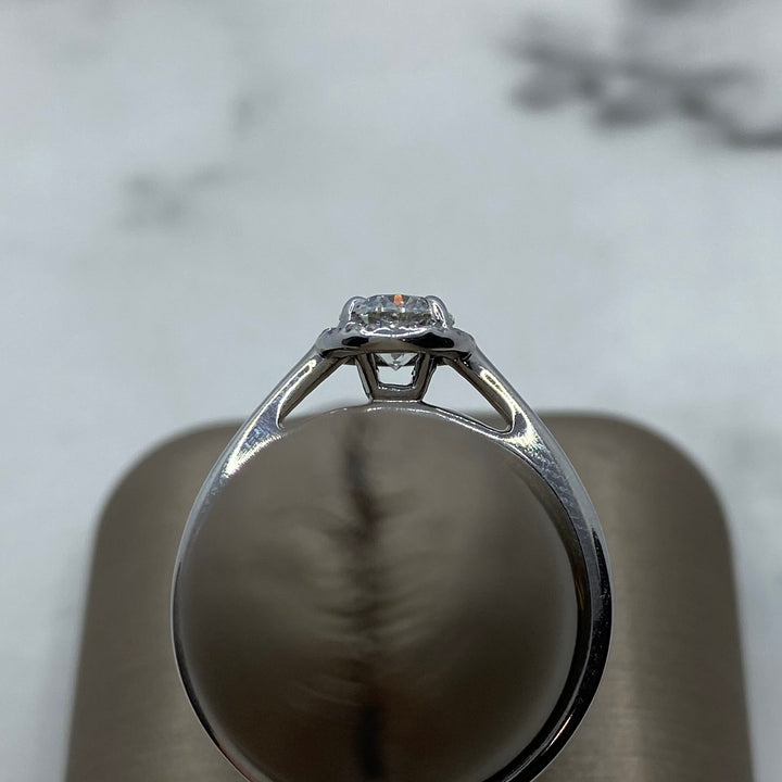 14k White Gold Diamond Halo Engagement Ring