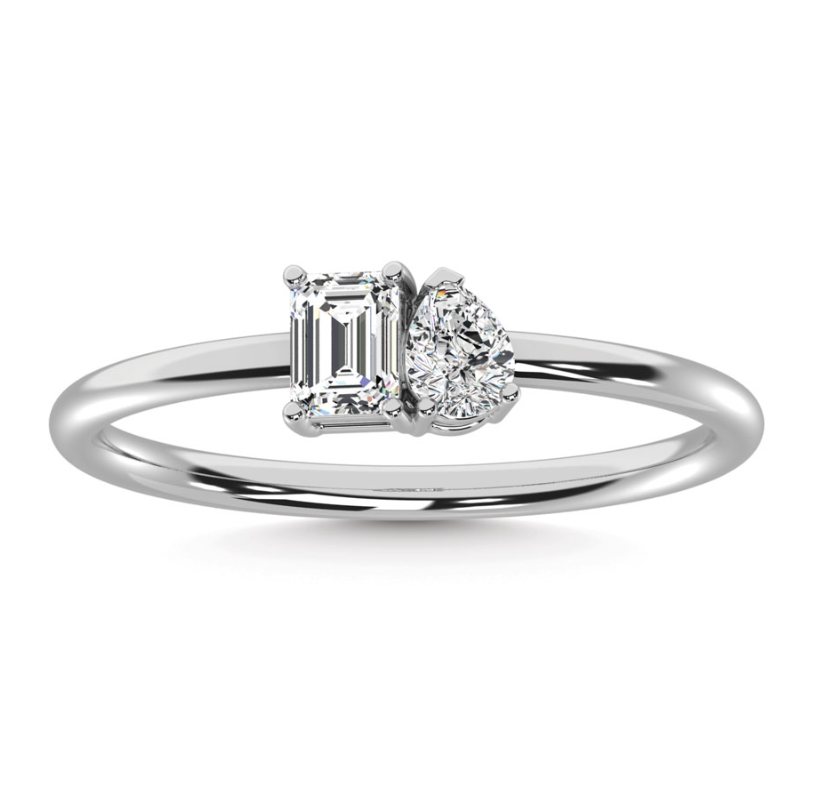 10K White Gold Two-Stone Lab Grown Diamond Ring
