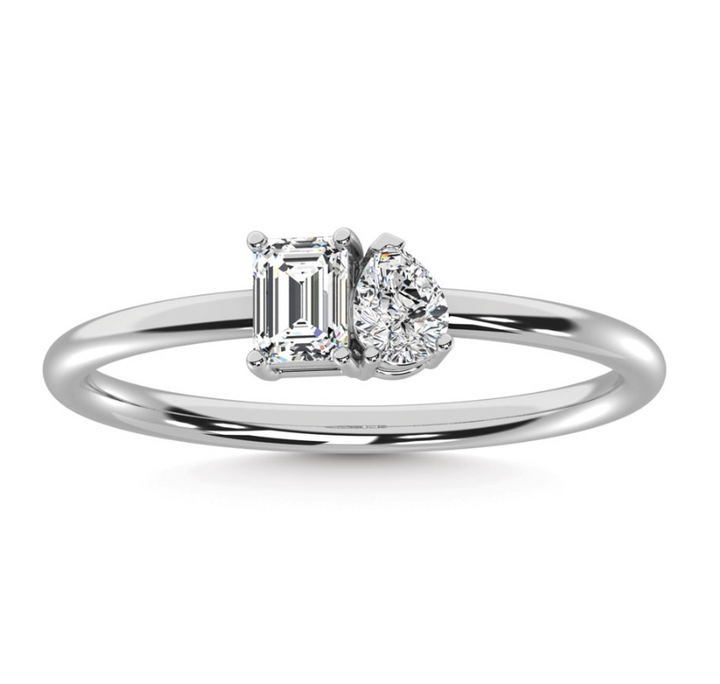 10K White Gold Two-Stone Lab Grown Diamond Ring