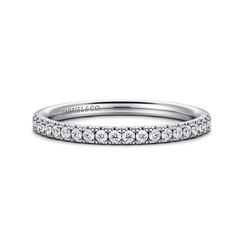 14K White Gold Prong Set Classic "Gabriel & Co" Diamond Wedding Ring
