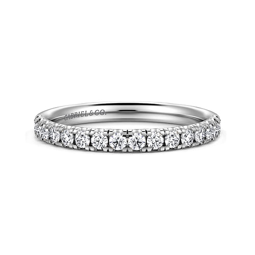 14K White Gold Prong Set Classic "Gabriel & Co" Diamond Wedding Ring