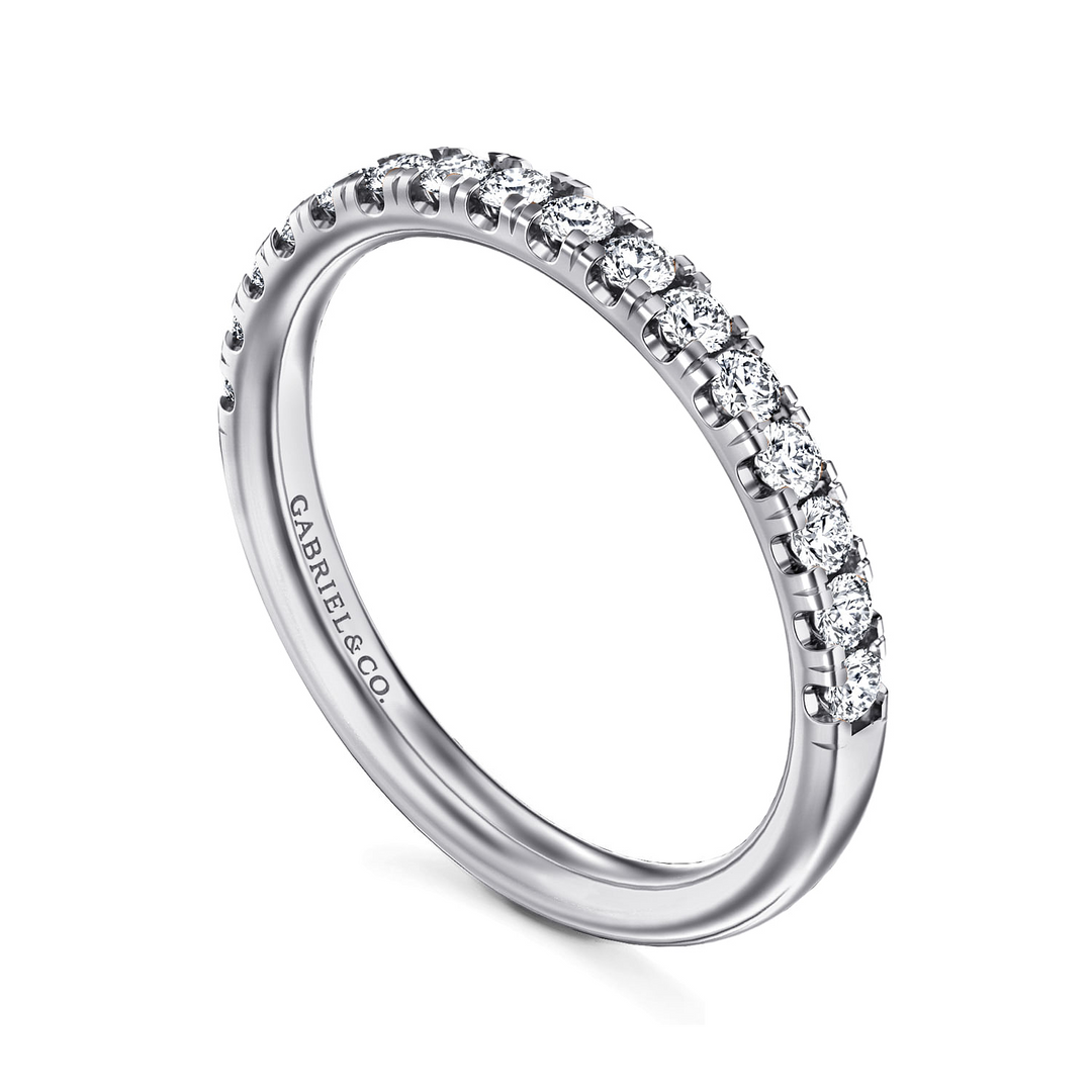14K White Gold Prong Set Classic "Gabriel & Co" Diamond Wedding Ring