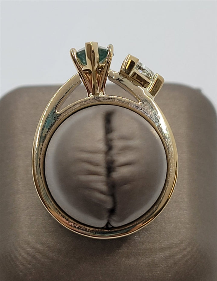 14K Yellow Gold Moss Agate & Diamond Fashion Ring