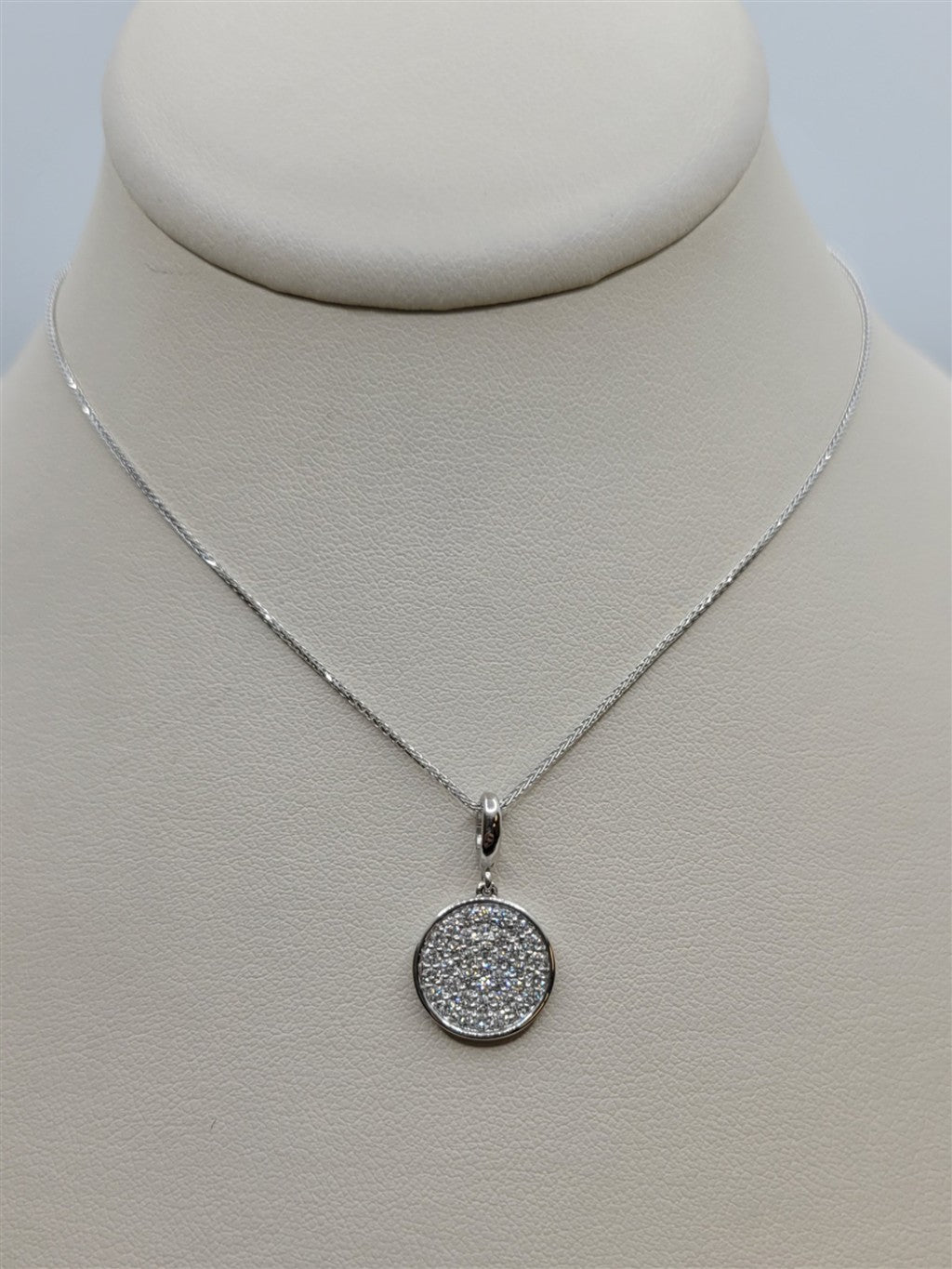14K White Gold Diamond Cluster Pendant Necklace