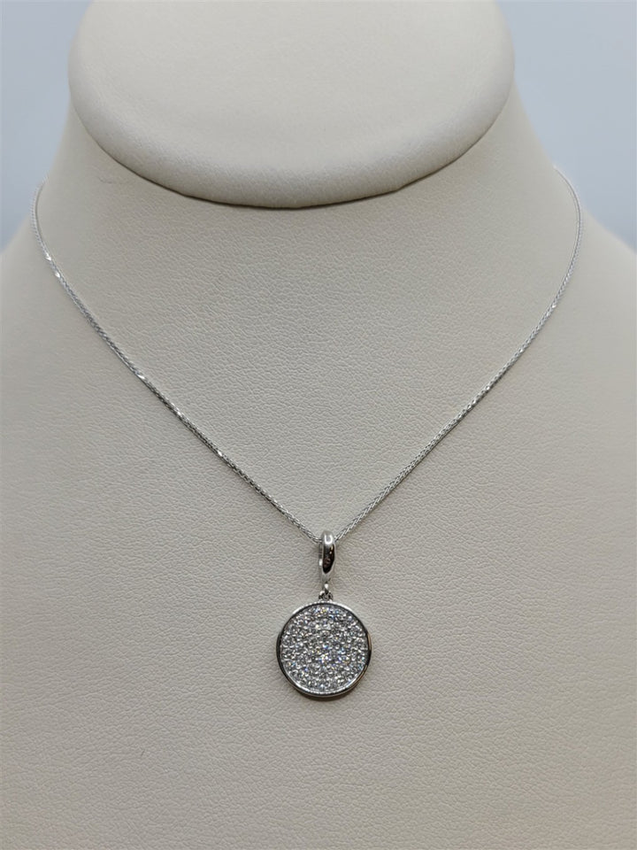 14K White Gold Diamond Cluster Pendant Necklace