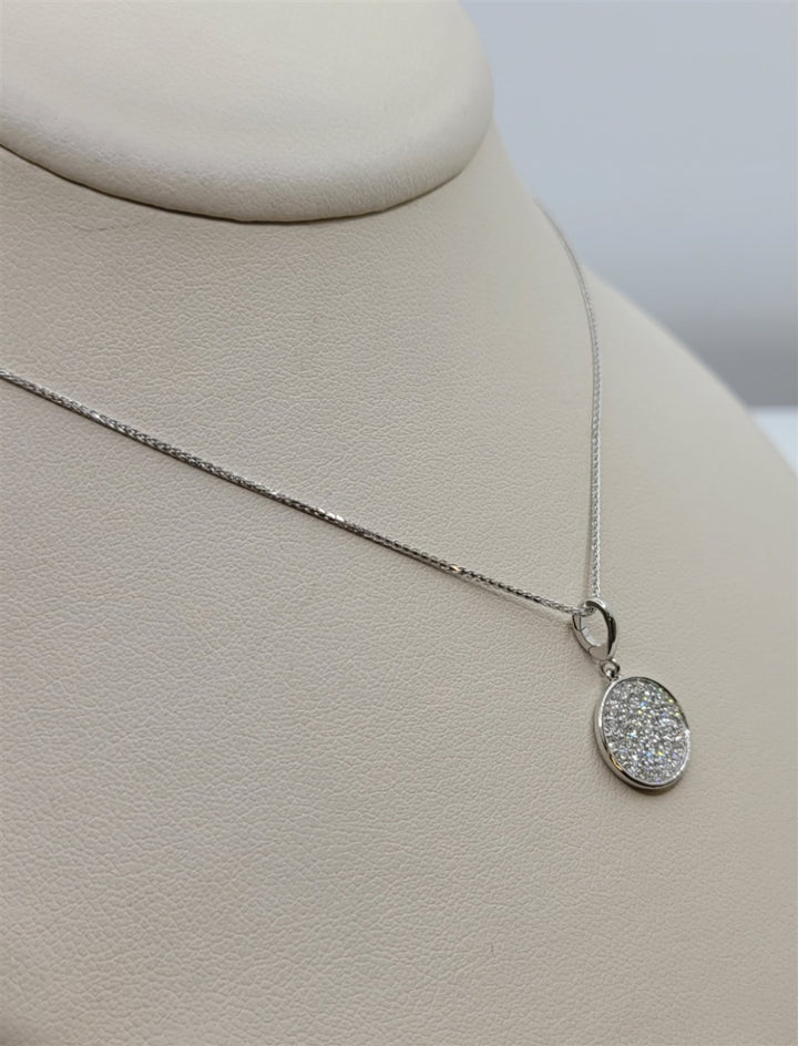 14K White Gold Diamond Cluster Pendant Necklace