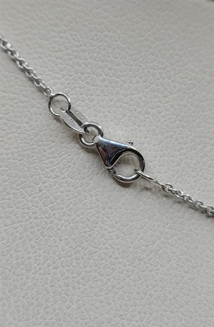 15.5" 14K White Gold 4-Stone Diamond Clover Pendant