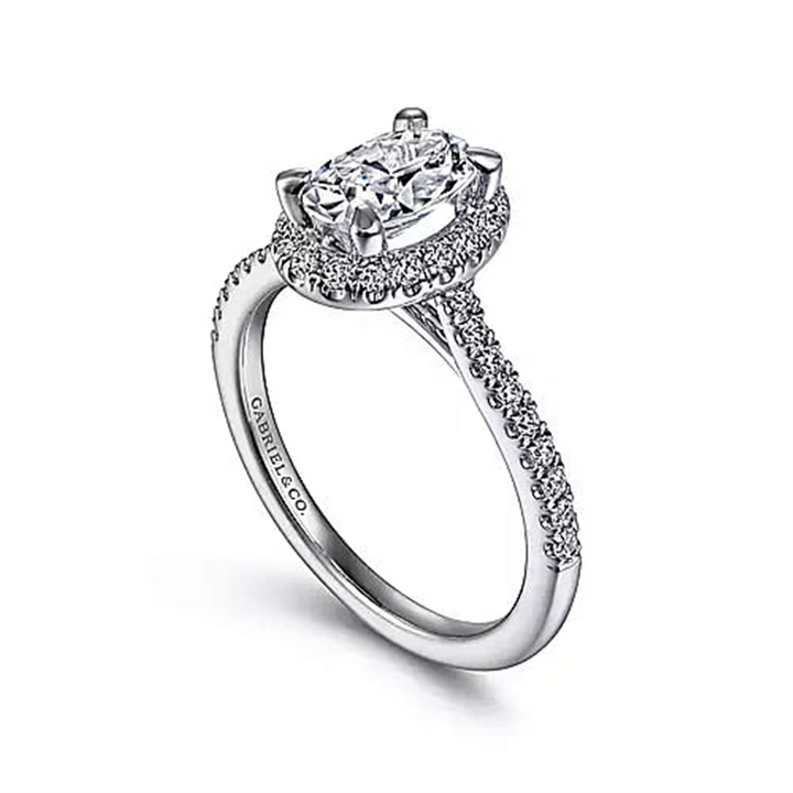 14K White Gold Halo "Gabriel & Co"  Diamond Semi-Mounting Ring
