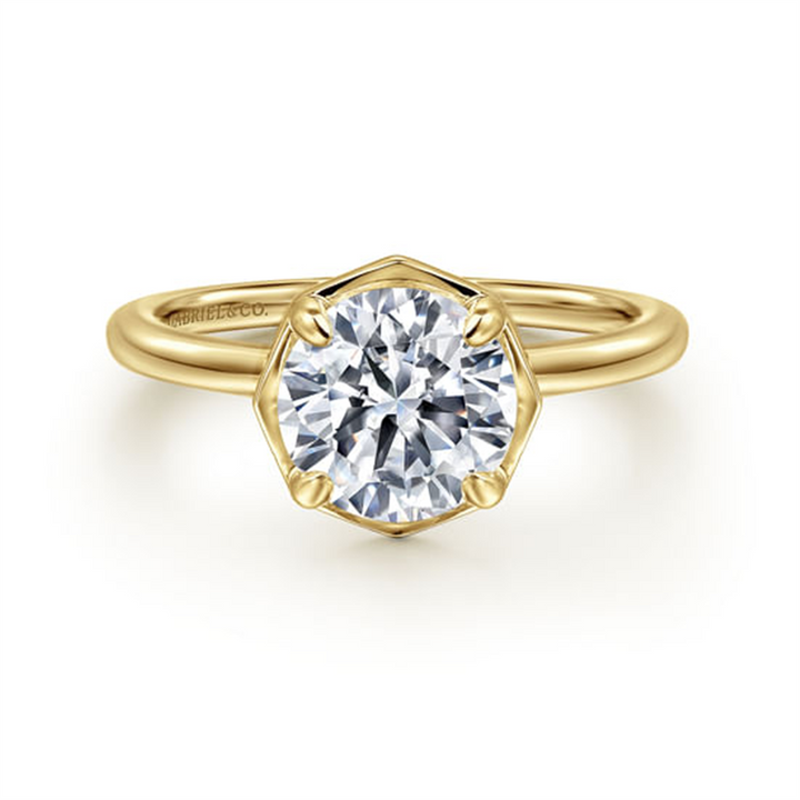 14K Yellow Gold Round Diamond Engagement Ring Mounting