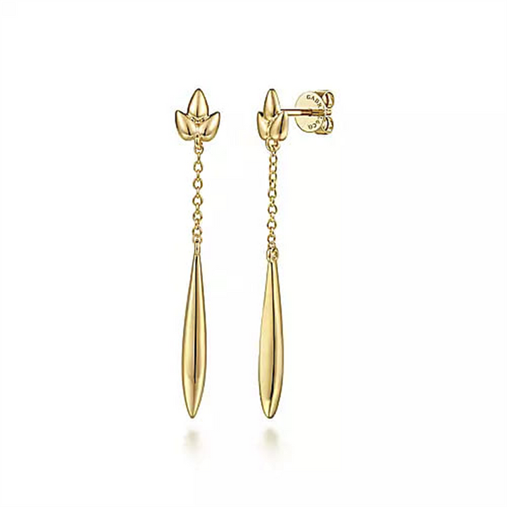 14K Yellow Gold Linear Dangle Earrings