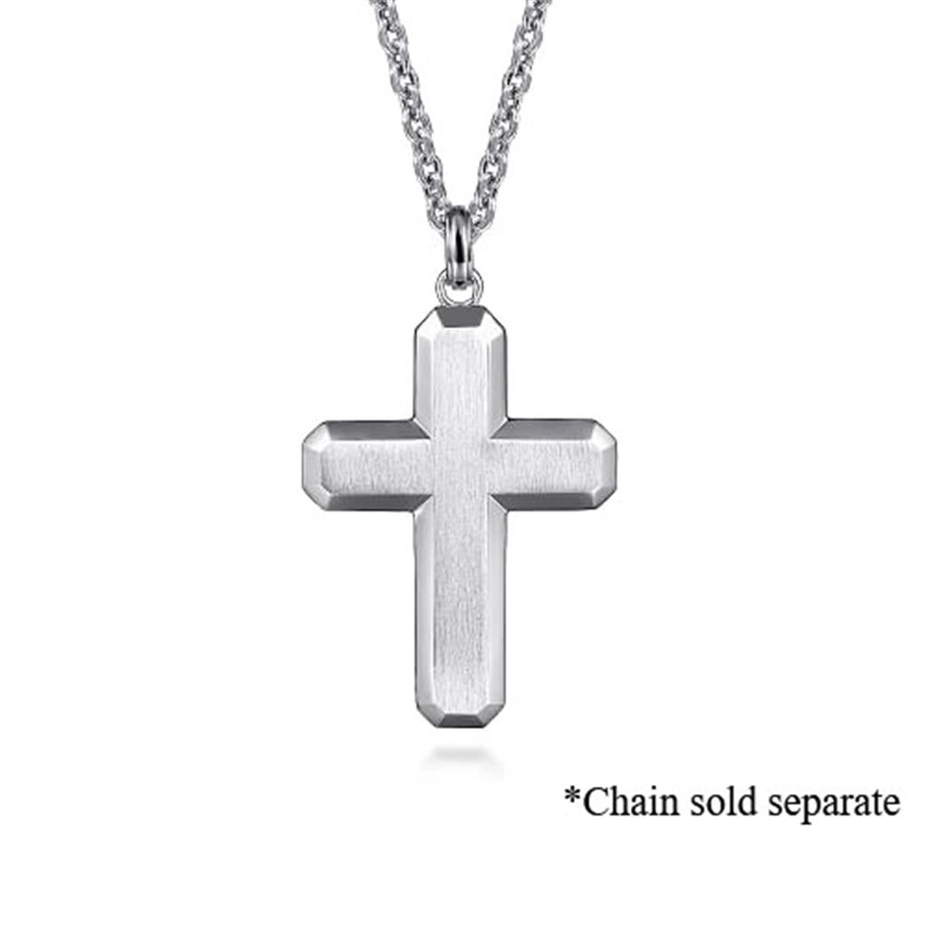 Sterling Silver "Gabriel & Co." Brushed Cross Pendant