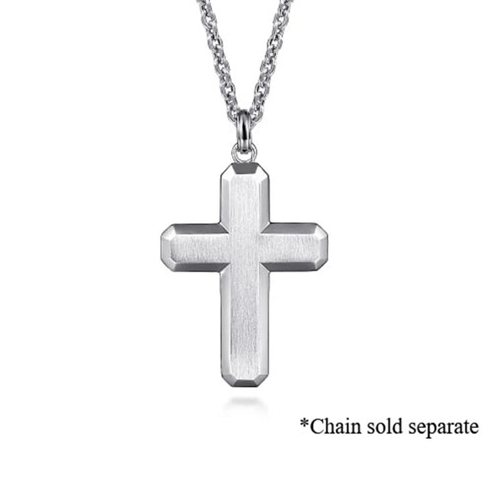 Sterling Silver "Gabriel & Co." Brushed Cross Pendant