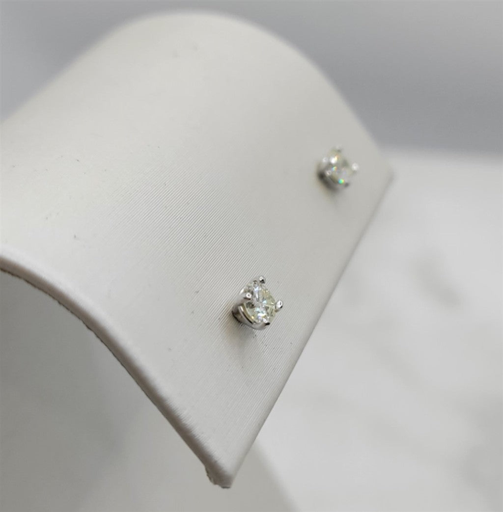 14K White Gold 0.27 ctw Round cut Diamond Stud Earrings