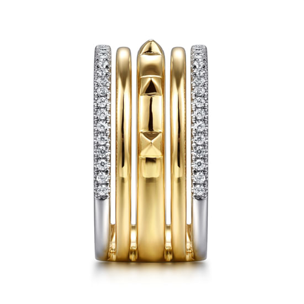 14K White & Yellow Gold Diamond Easy Stackable Ring
