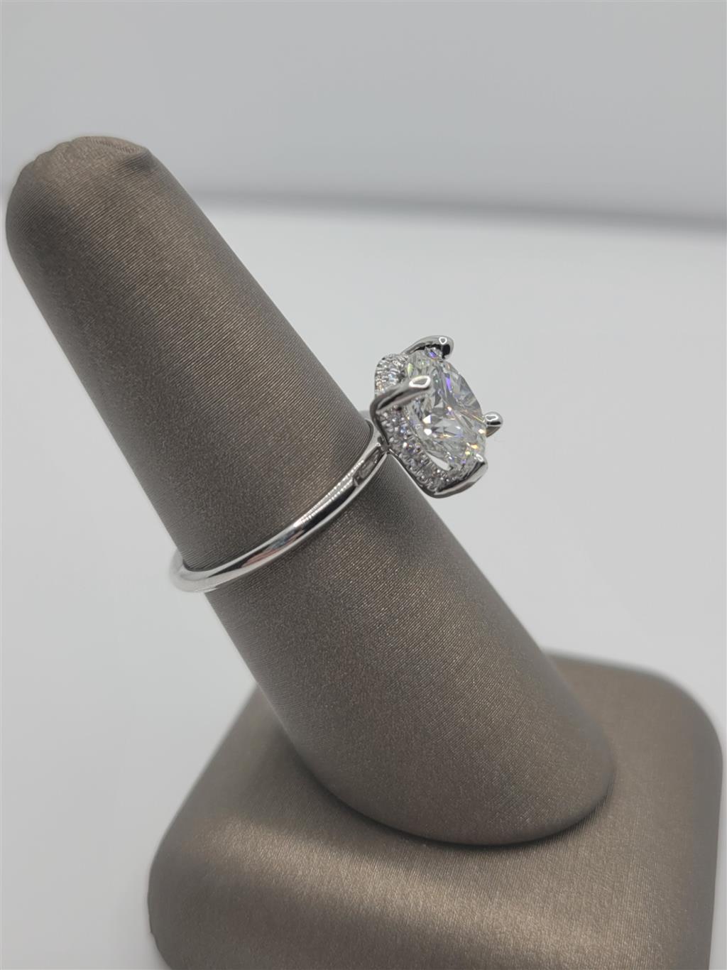 14K White Gold Round Hidden Halo Diamond Engagement Ring