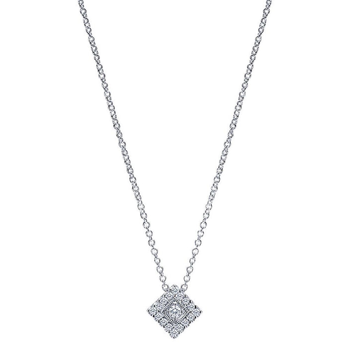 14K White Gold 0.11 ctw Round cut Gabriel & Co. Diamond Necklace