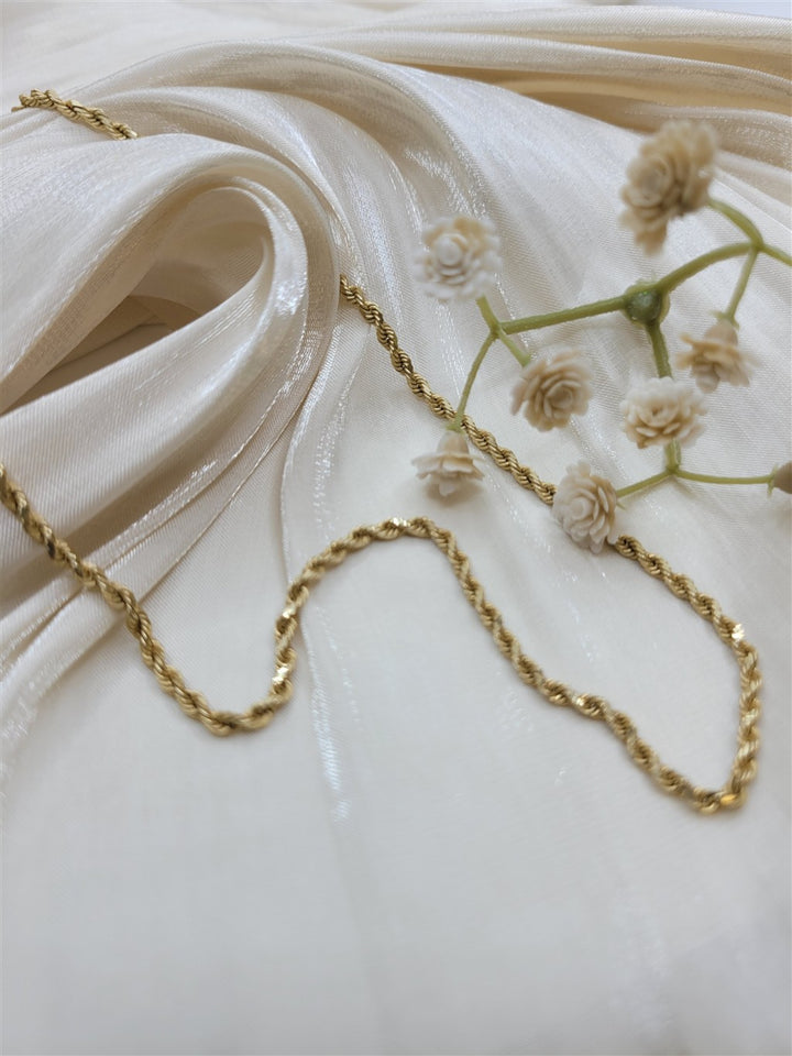 17" 14K Yellow Gold 2.1mm Diamond Cut Rope Chain
