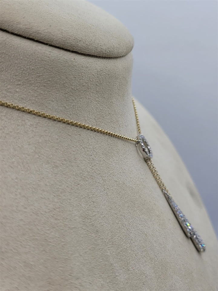 14K Two-Tone Gold Diamond Dangle Circle Necklace