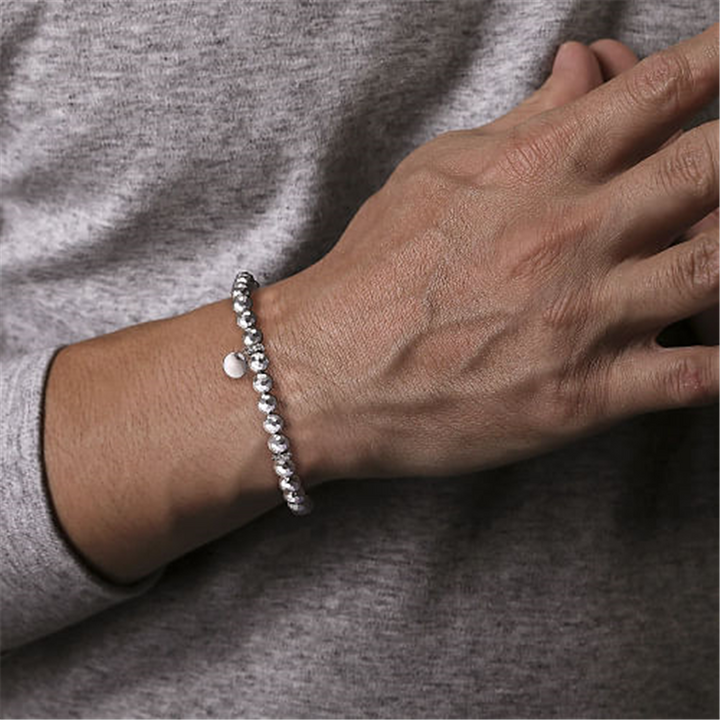 Men's Sterling Silver "Gabriel & Co." Faceted Beaded Bracelet