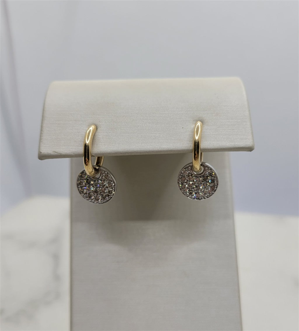 14K Two-Tone Gold Round cut Dangle Diamond Fashion Earrings