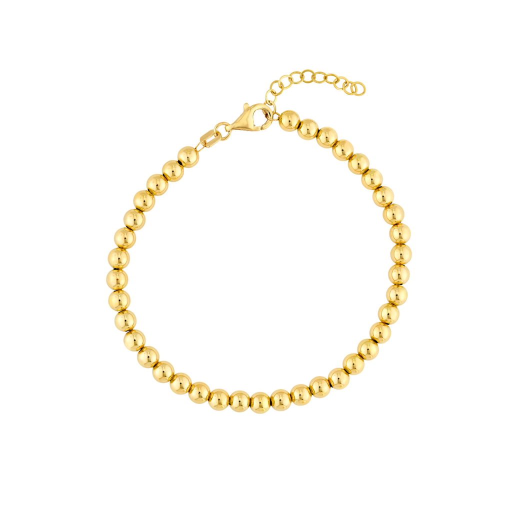 17.5" 14K Yellow Gold 4mm Beaded Bracelet
